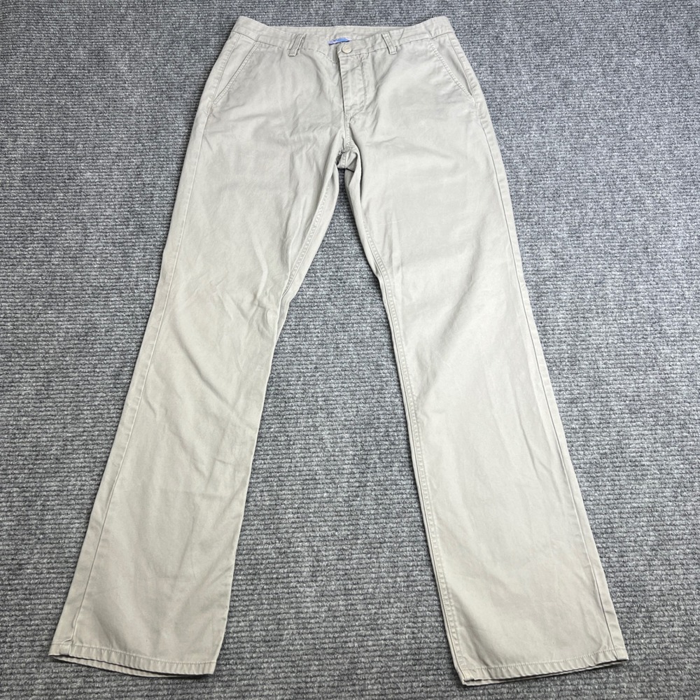 Bonobos Mens Washed Chinos Straight Fit Tan Khaki Cotton Pants 32/34